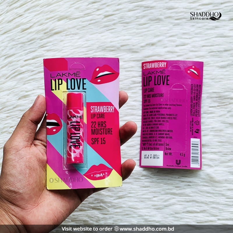 Lakme Lip Love Chapstick Strawberry Lip Balm SPF15 (4.5g)