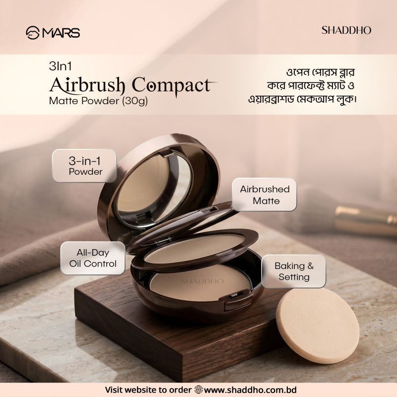 MARS 3In1 Airbrush Compact Matte Powder (30g)