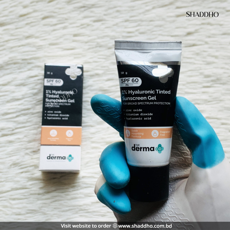 The Derma Co 1% Hyaluronic Tinted Sunscreen Gel SPF60 PA++++ (30g)