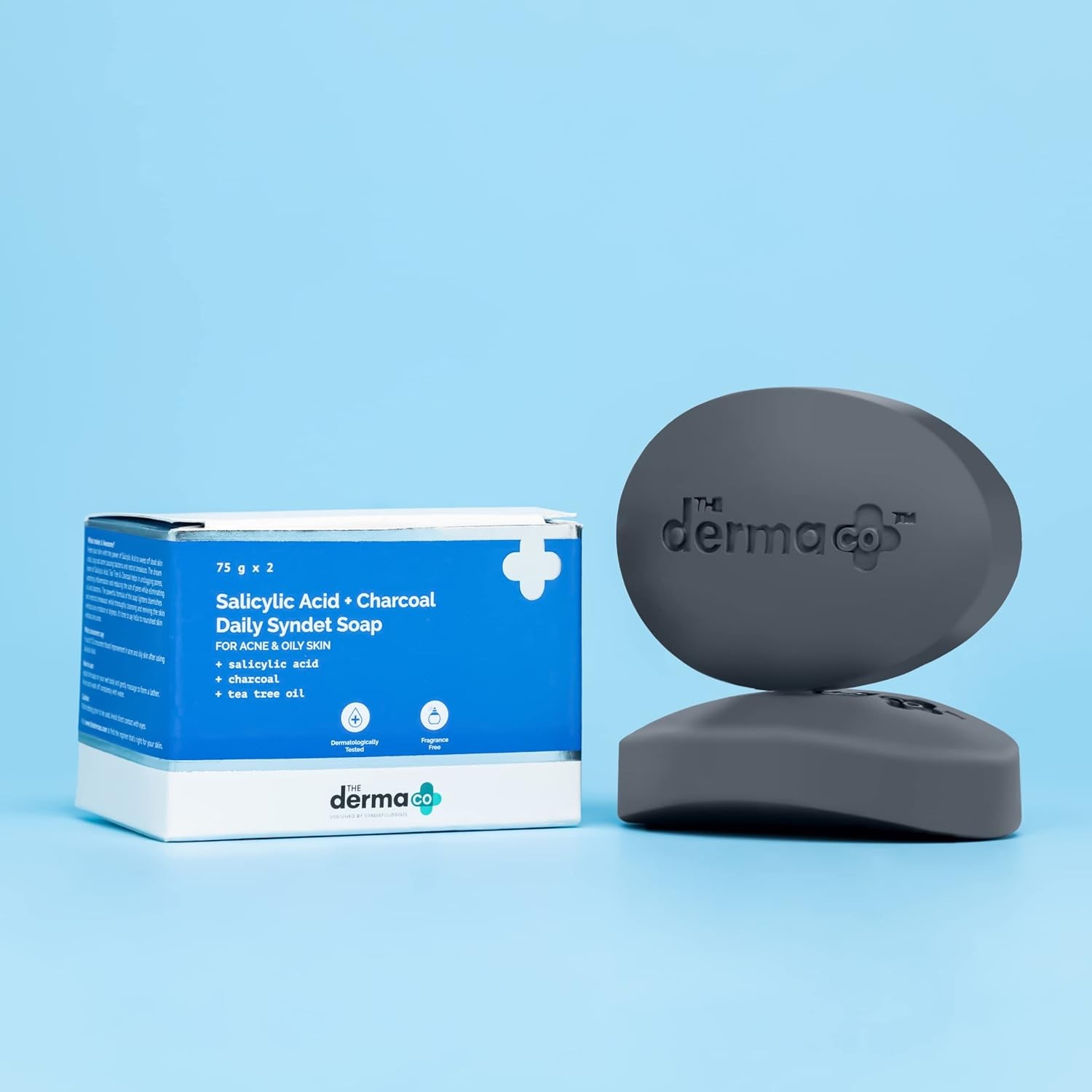 The Derma Co Salicylic Acid + Charcoal Daily Syndet Soap (75g x 2)