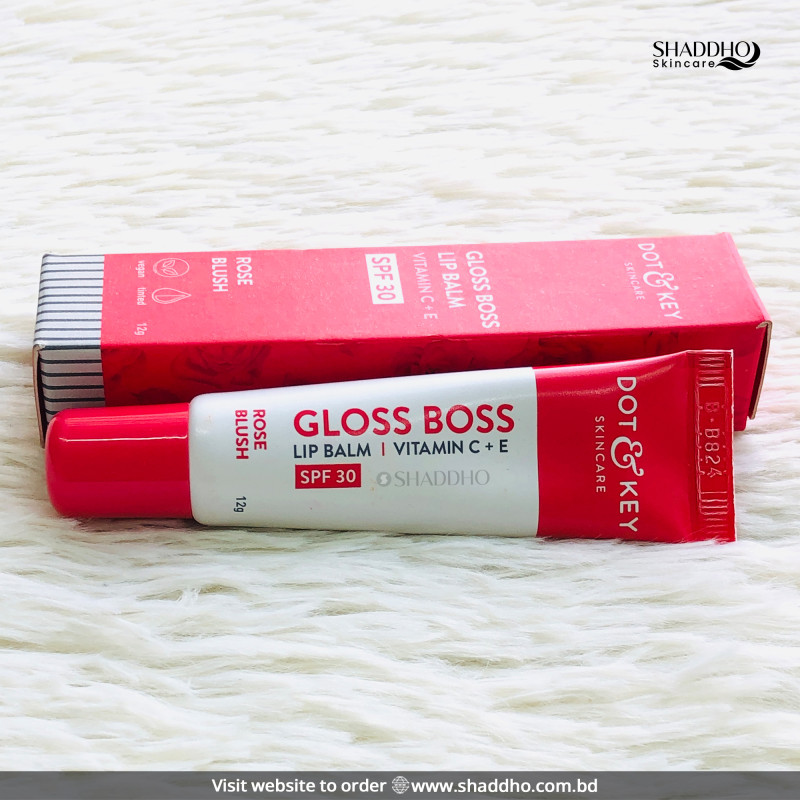 Dot & Key Gloss Boss Vitamin C + E Lip Balm SPF50 - Rose Blush (12g)