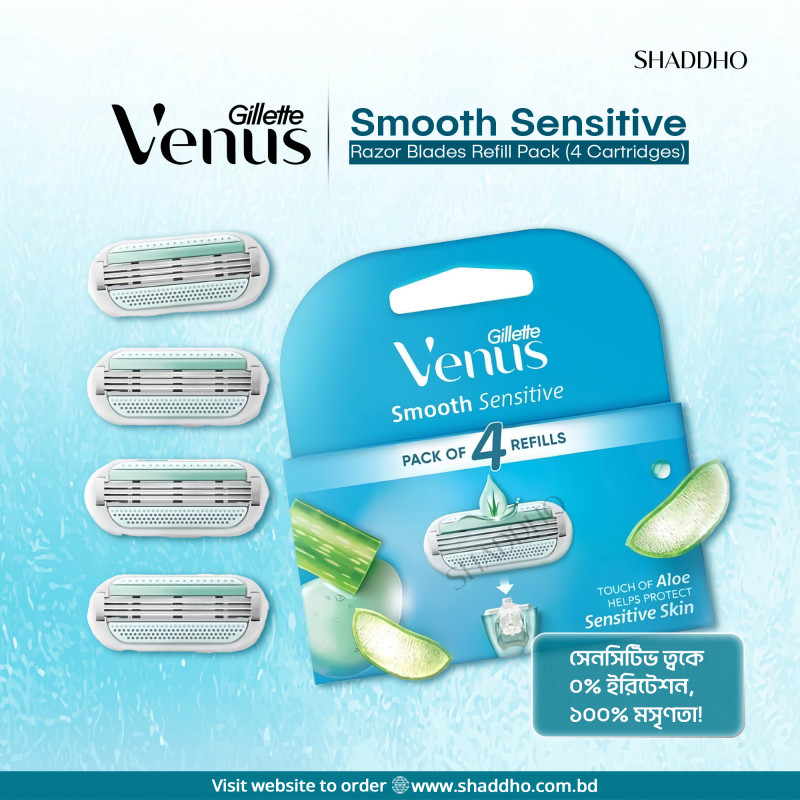 Gillette Venus Smooth Sensitive Razor Blades Refill Pack (4 Cartridges)