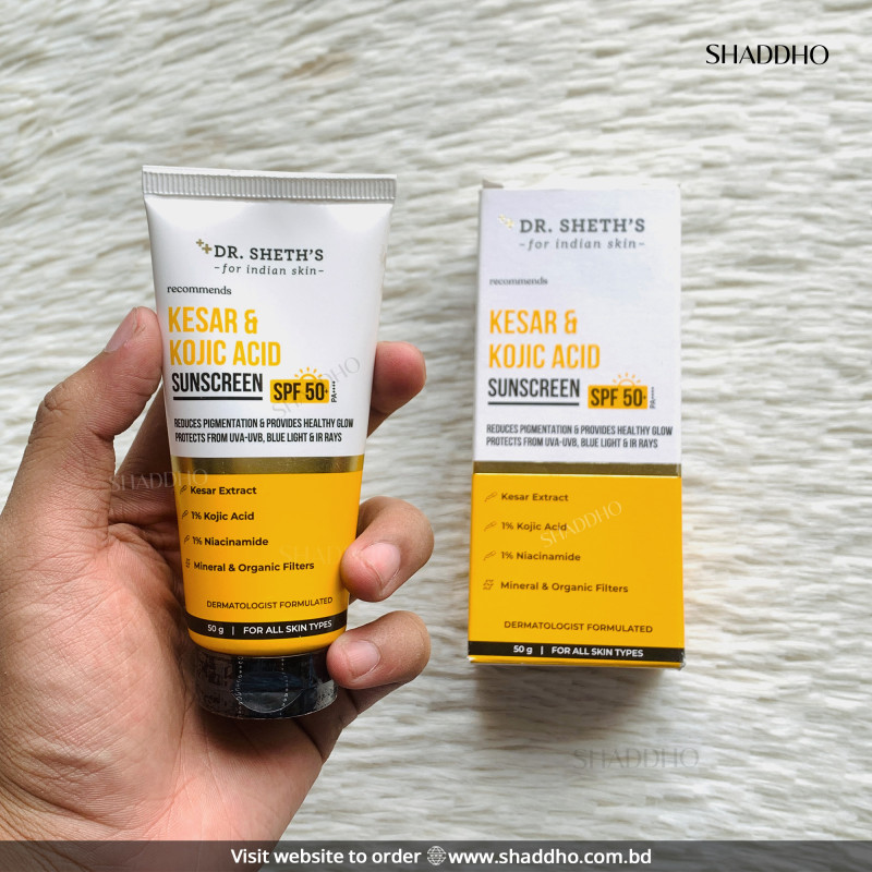 Dr Sheths Kesar & Kojic Acid Sunscreen SPF50+ PA++++ (50g)