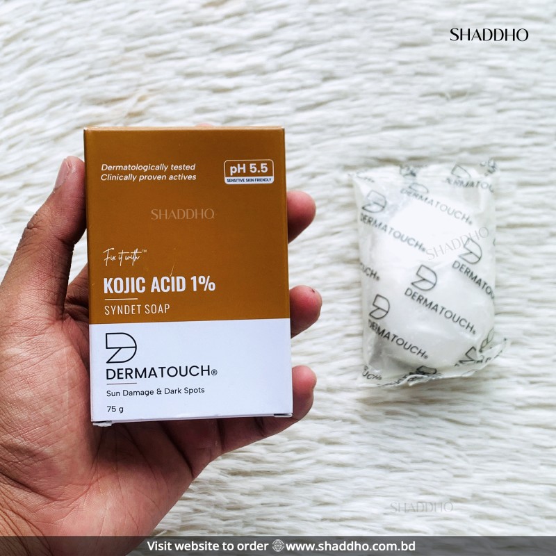 Dermatouch Kojic Acid 1% Syndet Soap for Sun Damage & Dark Spots (75g)