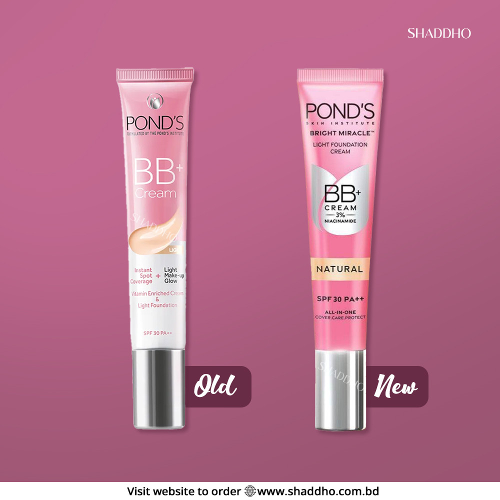 Ponds Bright Miracle Ivory Light Foundation BB+ Cream with 3% Niacinamide SPF 30 PA++ (18g)