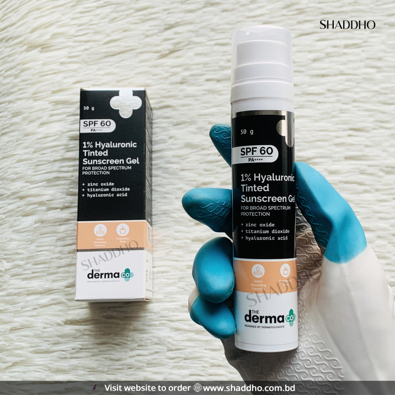 The Derma Co 1% Hyaluronic Tinted Sunscreen Gel SPF60 PA++++ (50g)